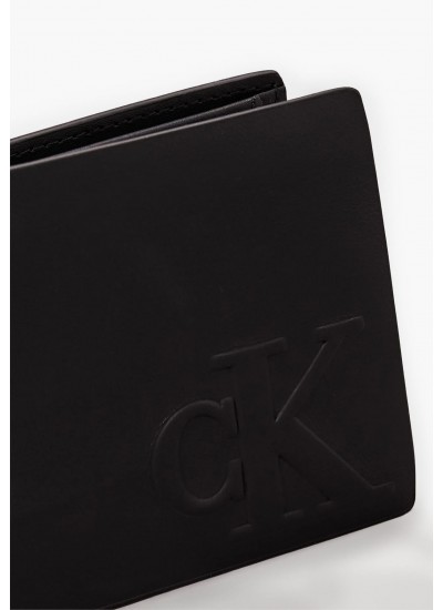 Men Wallets Emboss.Bif Black Leather Calvin Klein