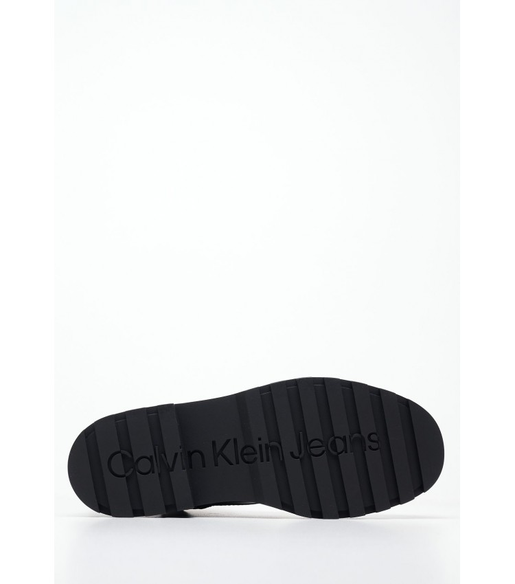 Γυναικεία Μποτάκια Flatform.Laceup Μαύρο Δέρμα Calvin Klein