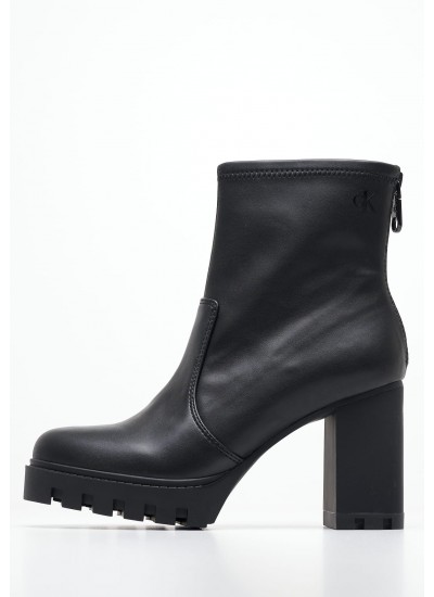 Women Boots Heel.Zip Black ECOleather Calvin Klein