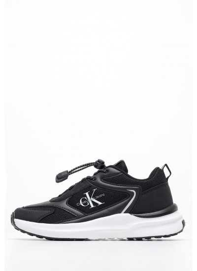 Παιδικά Παπούτσια Casual Laceup.Ck Μαύρο ECOleather Calvin Klein