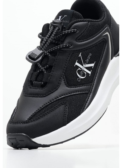 Παιδικά Παπούτσια Casual Laceup.Ck Μαύρο ECOleather Calvin Klein