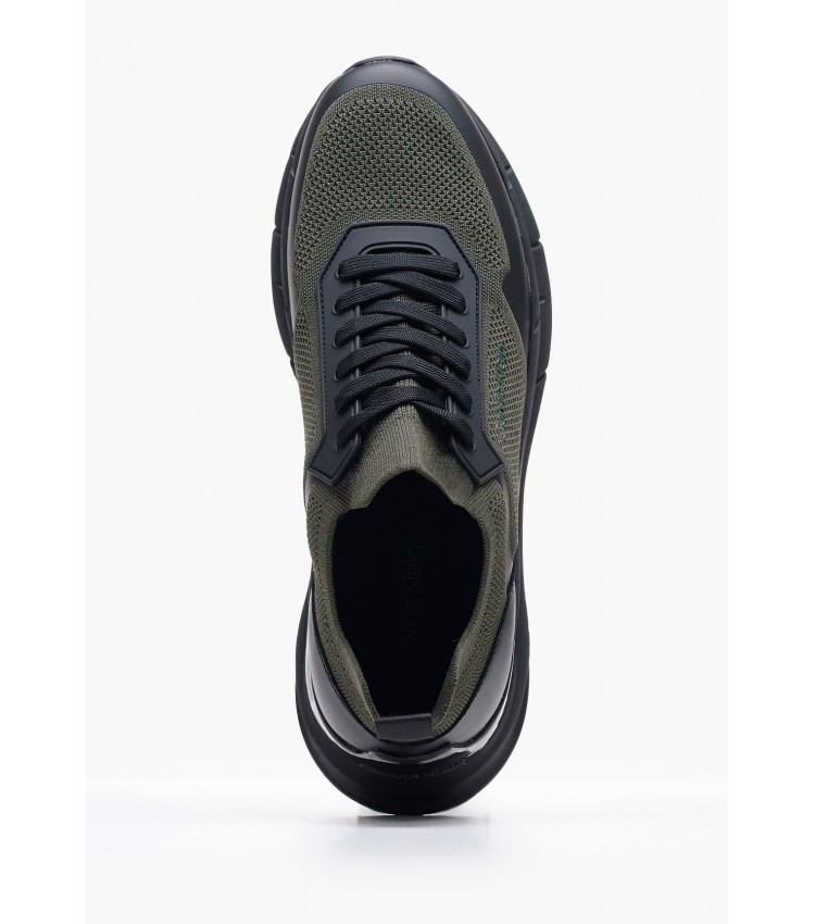 Men Casual Shoes Laceup.Knit Olive Fabric Calvin Klein