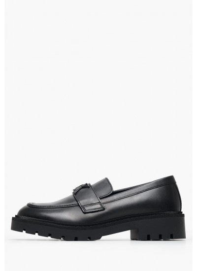 Γυναικεία Μοκασίνια Loafer.Hw Μαύρο Δέρμα Calvin Klein