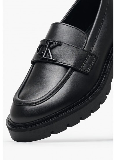 Γυναικεία Μοκασίνια Loafer.Hw Μαύρο Δέρμα Calvin Klein