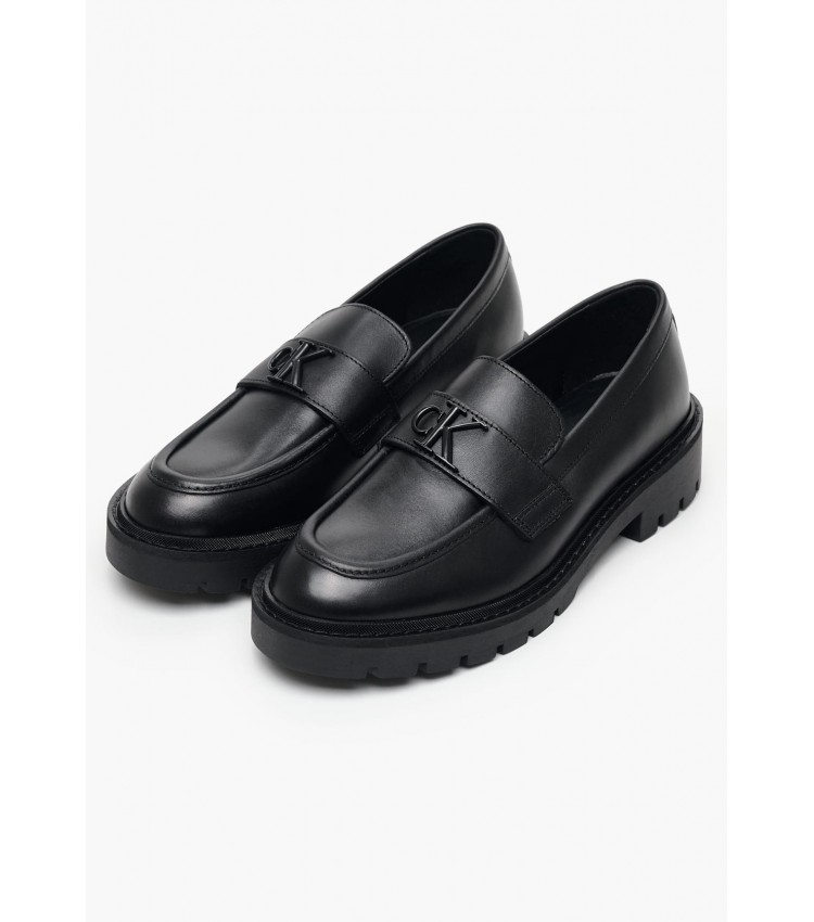 Γυναικεία Μοκασίνια Loafer.Hw Μαύρο Δέρμα Calvin Klein