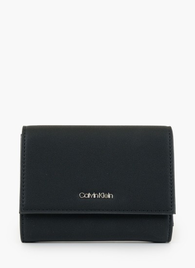 Γυναικεία Πορτοφόλια Minimal.Trifold Μαύρο ECOleather Calvin Klein