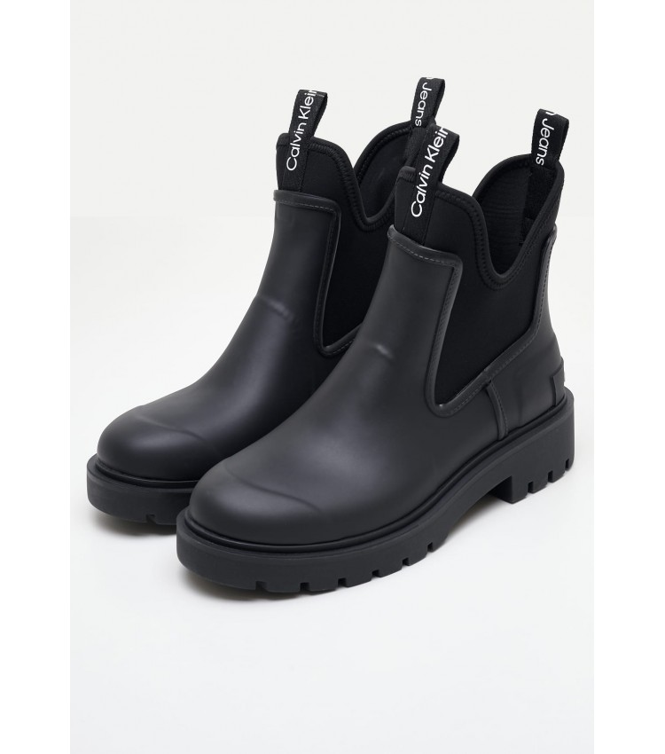 Γυναικεία Μποτάκια Rainboot.Chelsea Μαύρο ECOleather Calvin Klein