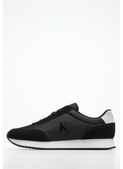 Men Casual Shoes Retro.Iconic Black Fabric Calvin Klein