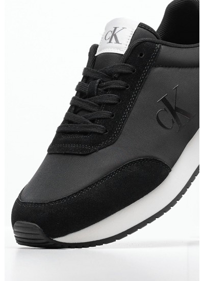 Men Casual Shoes Retro.Iconic Black Fabric Calvin Klein