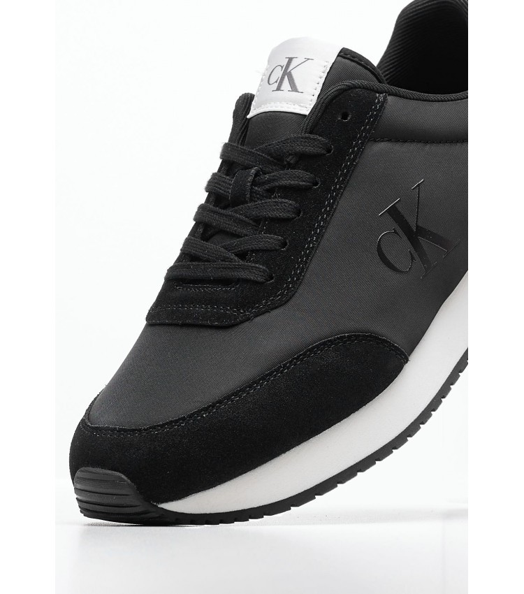 Men Casual Shoes Retro.Iconic Black Fabric Calvin Klein