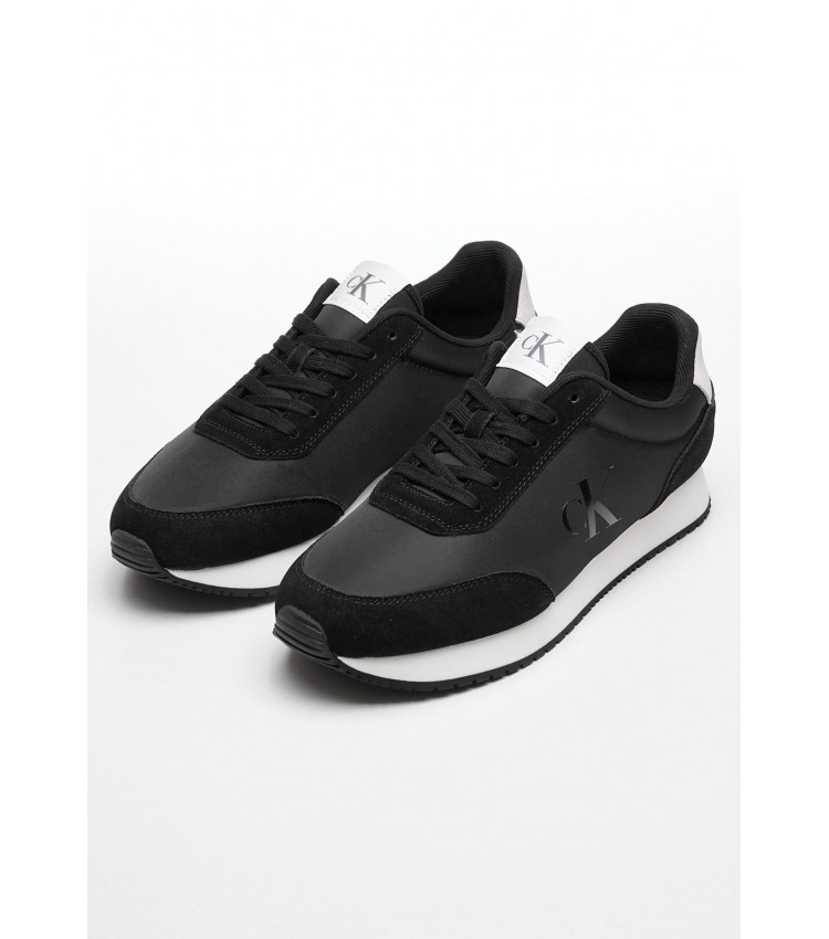 Men Casual Shoes Retro.Iconic Black Fabric Calvin Klein