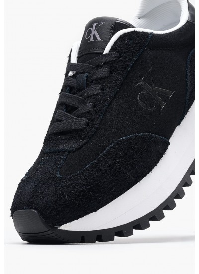 Γυναικεία Παπούτσια Casual Runner.Suede Μαύρο Δέρμα Καστόρι Calvin Klein