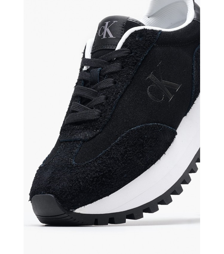 Γυναικεία Παπούτσια Casual Runner.Suede Μαύρο Δέρμα Καστόρι Calvin Klein