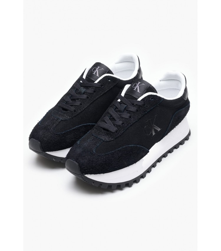 Γυναικεία Παπούτσια Casual Runner.Suede Μαύρο Δέρμα Καστόρι Calvin Klein