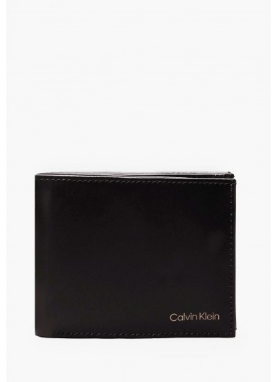 Ανδρικά Πορτοφόλια Smooth.Bifold Μαύρο Δέρμα Calvin Klein