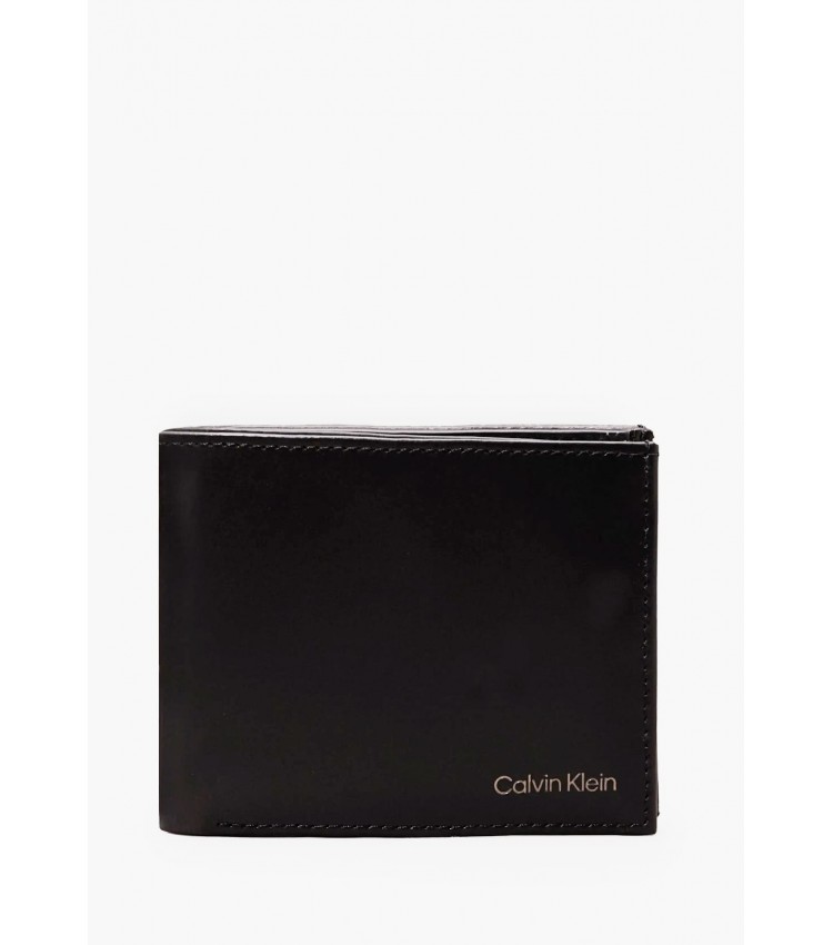 Ανδρικά Πορτοφόλια Smooth.Bifold Μαύρο Δέρμα Calvin Klein