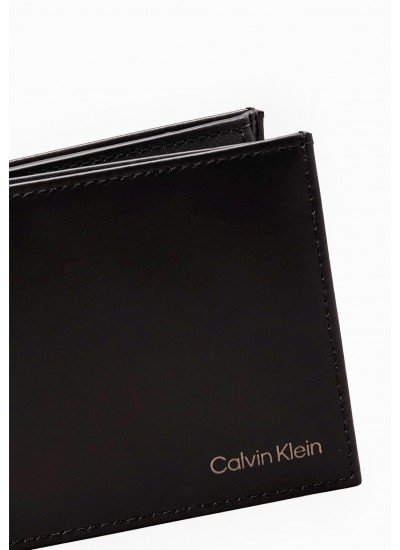 Ανδρικά Πορτοφόλια Smooth.Bifold Μαύρο Δέρμα Calvin Klein