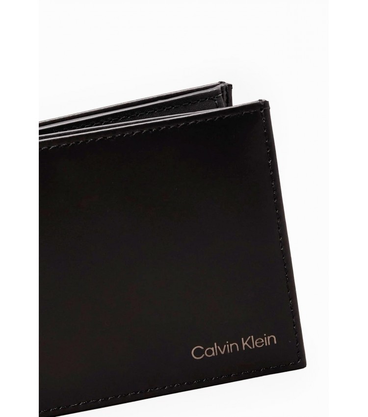 Ανδρικά Πορτοφόλια Smooth.Bifold Μαύρο Δέρμα Calvin Klein