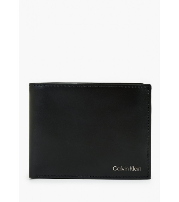 Ανδρικά Πορτοφόλια Smooth.Trifold Μαύρο Δέρμα Calvin Klein