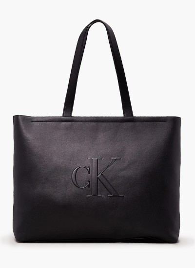 Ανδρικά Κασκόλ Dark.Jacquard Μαύρο Μαλλί Calvin Klein