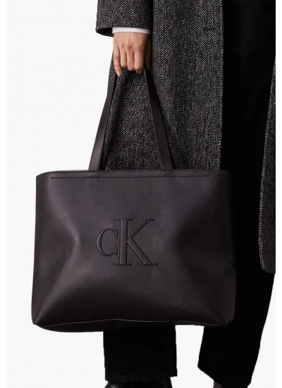 Γυναικείες Τσάντες Tote34.Deboss Μαύρο ECOleather Calvin Klein