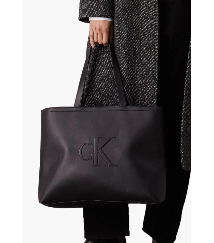 Γυναικείες Τσάντες Tote34.Deboss Μαύρο ECOleather Calvin Klein