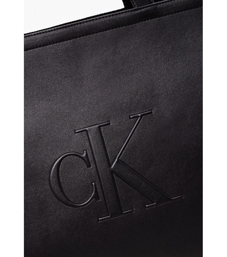 Γυναικείες Τσάντες Tote34.Deboss Μαύρο ECOleather Calvin Klein