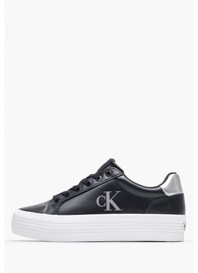 Women Casual Shoes Vulc.Flatf Black Leather Calvin Klein