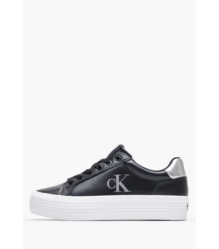 Women Casual Shoes Vulc.Flatf Black Leather Calvin Klein