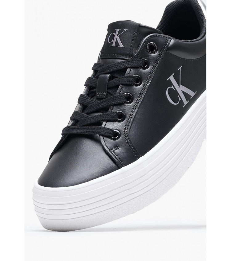 Women Casual Shoes Vulc.Flatf Black Leather Calvin Klein