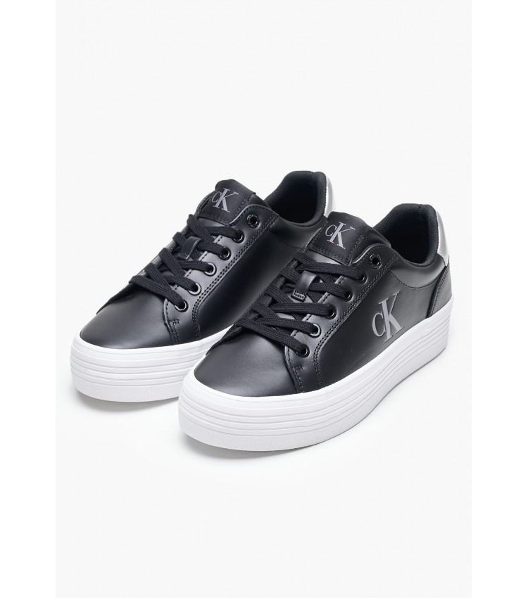 Women Casual Shoes Vulc.Flatf Black Leather Calvin Klein