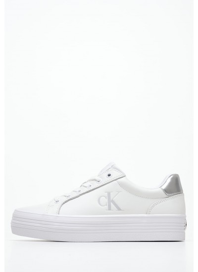 Women Casual Shoes Vulc.Flatf White Leather Calvin Klein