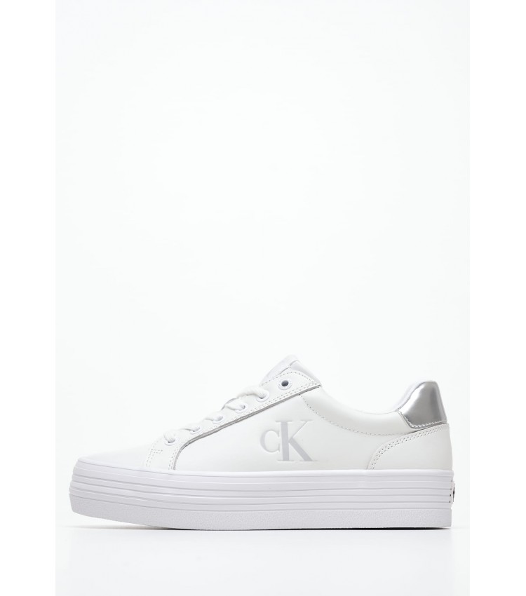 Women Casual Shoes Vulc.Flatf White Leather Calvin Klein