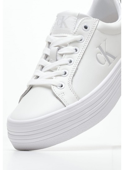 Women Casual Shoes Vulc.Flatf White Leather Calvin Klein