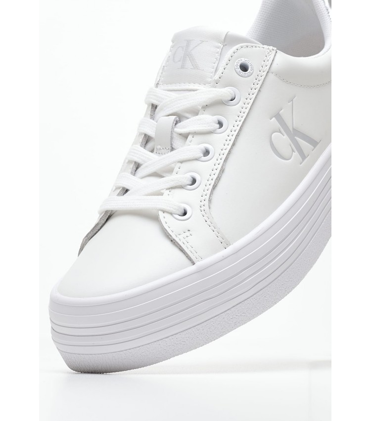 Women Casual Shoes Vulc.Flatf White Leather Calvin Klein