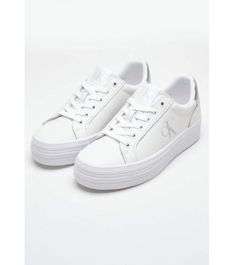 Women Casual Shoes Vulc.Flatf White Leather Calvin Klein