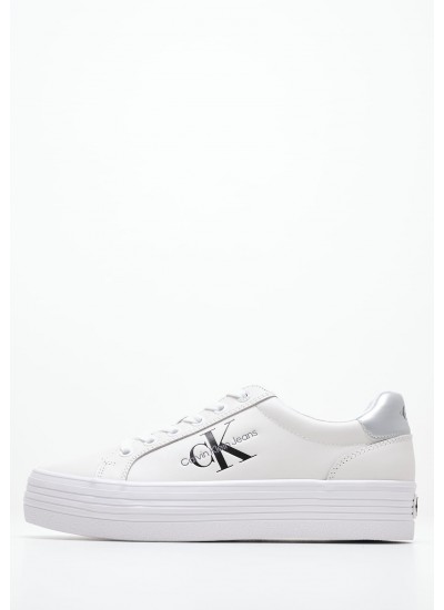 Γυναικεία Παπούτσια Casual Vulc.Flat Άσπρο Δέρμα Calvin Klein