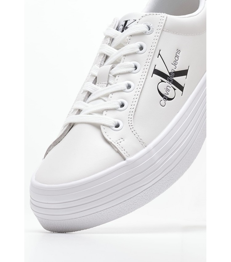 Γυναικεία Παπούτσια Casual Vulc.Flat Άσπρο Δέρμα Calvin Klein