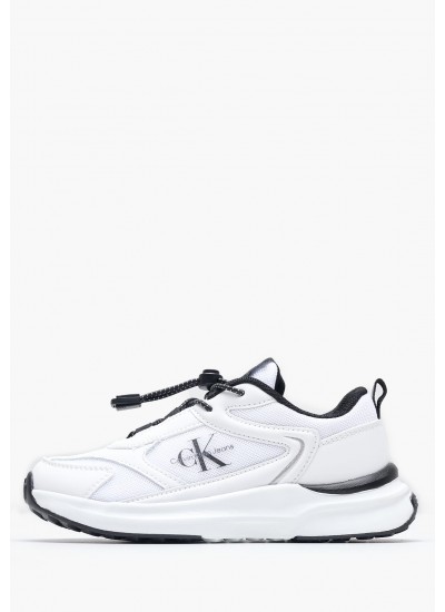 Παιδικά Παπούτσια Casual Wh.Sneaker Άσπρο ECOleather-Ύφασμα Calvin Klein