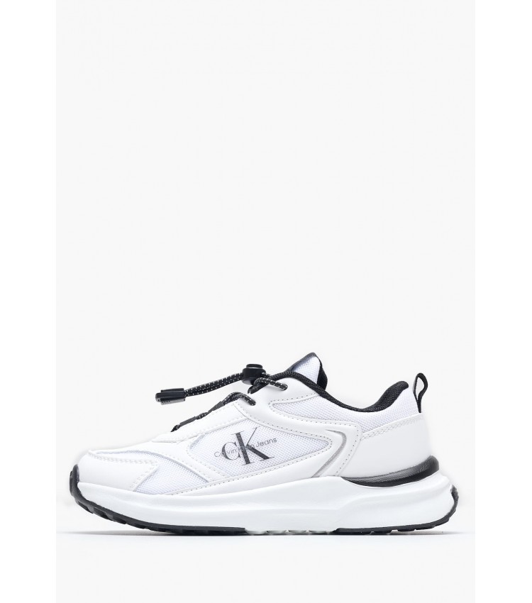 Παιδικά Παπούτσια Casual Wh.Sneaker Άσπρο ECOleather-Ύφασμα Calvin Klein