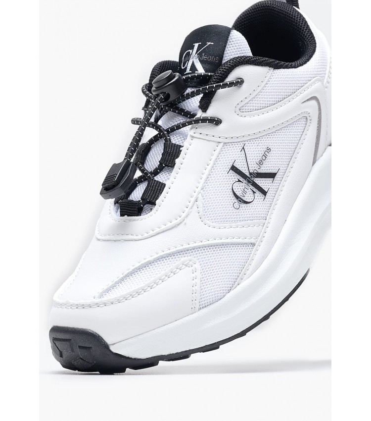 Παιδικά Παπούτσια Casual Wh.Sneaker Άσπρο ECOleather-Ύφασμα Calvin Klein