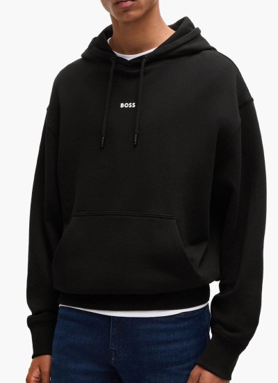 Ανδρικά Φούτερ Tech.Hoodie Μαύρο Βαμβάκι Guess