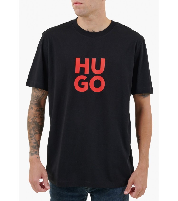 Men T-Shirts Daltorip Black Cotton Hugo