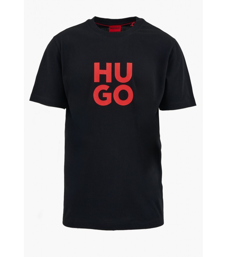 Men T-Shirts Daltorip Black Cotton Hugo