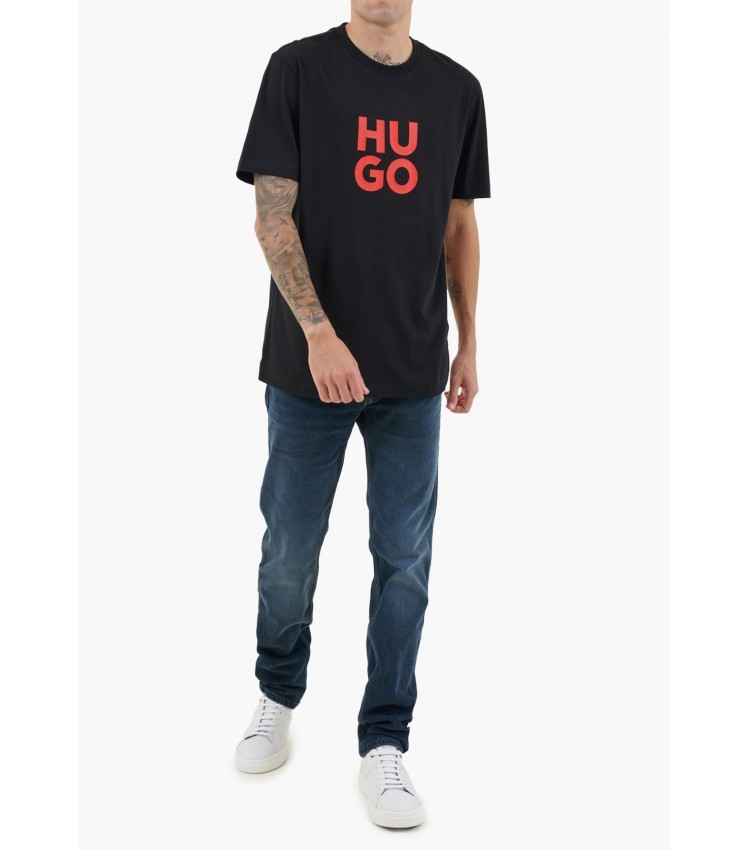 Men T-Shirts Daltorip Black Cotton Hugo