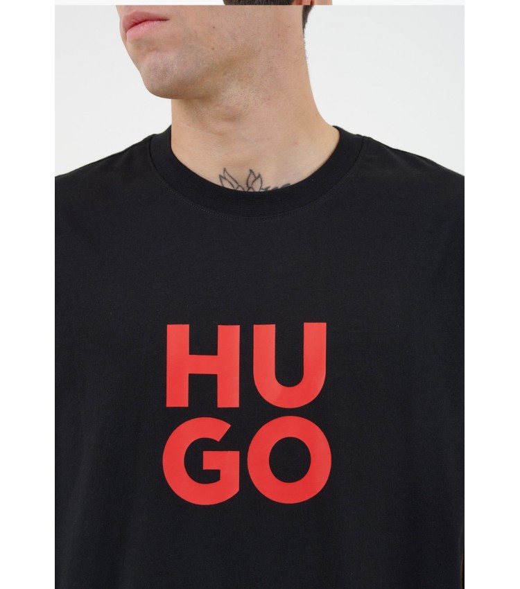 Men T-Shirts Daltorip Black Cotton Hugo