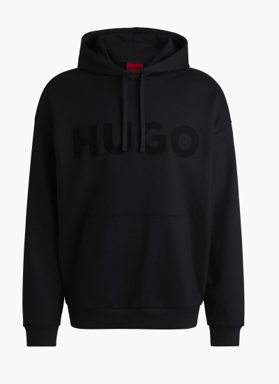 Ανδρικά Φούτερ Tech.Hoodie Μαύρο Βαμβάκι Guess