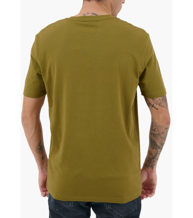 Men T-Shirts Dulivio Khaki Cotton Hugo