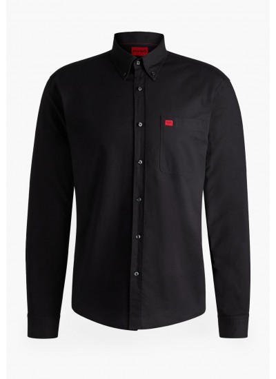 Men Shirts Evito.23 Black Cotton Hugo