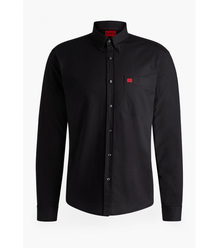 Men Shirts Evito.23 Black Cotton Hugo